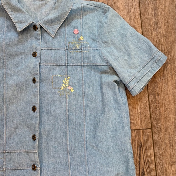Vintage Koret City Blues embroidered denim button-down shirt Cottagecore - Picture 5 of 12